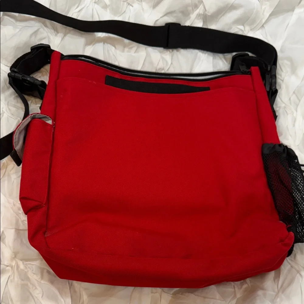 Skip Hop Red Canvas Shoulder Baby/Diaper Tote with Multi Front/Inner Pockets